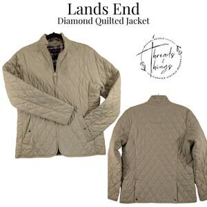 Lands End Jacket Women M/P Outerwear Diamond Quilted Riding Chore Classic Preppy